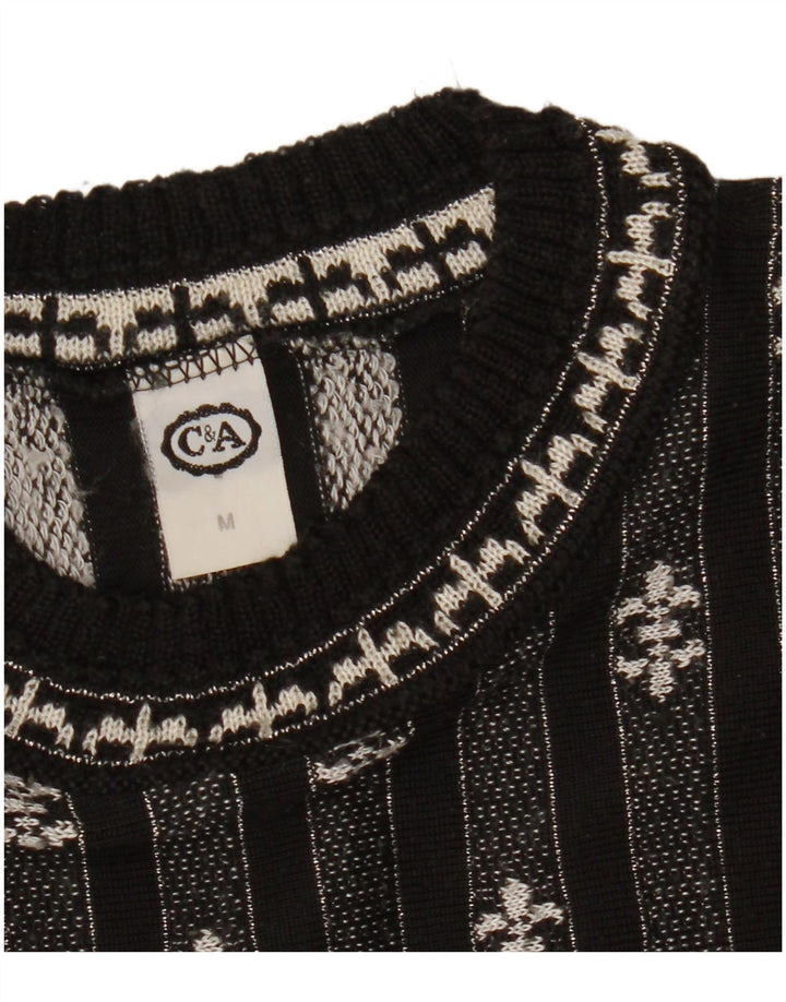 Damski sweter oversize C&A z okrągłym dekoltem UK 14, średnie czarne paski