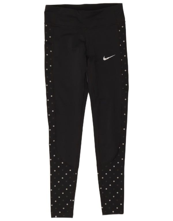 Damskie legginsy Nike Dri Fit UK 4 XS, czarne, poliestrowe kropki