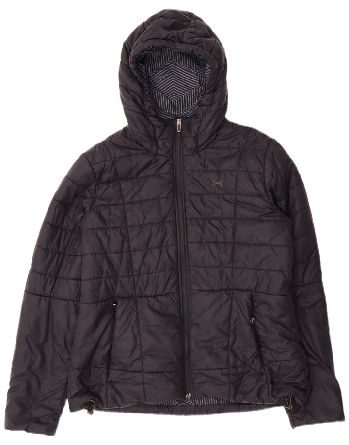 Damska wyściełana kurtka z kapturem Under Armour Cold Gear UK 16, duża, czarna nylonowa