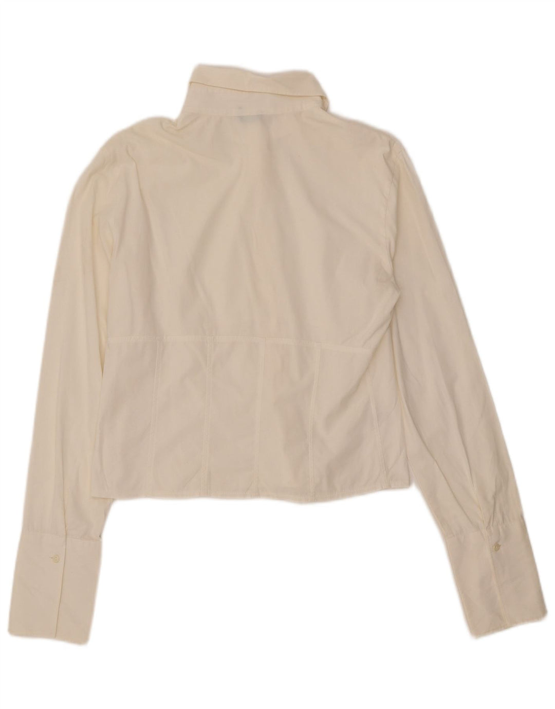 Damska bluzka koszulowa BENETTON Crop UK 14, duża, biała, bawełniana