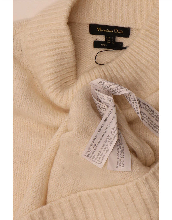 Sweter damski Massimo Dutti z golfem UK 16, duży w kolorze złamanej bieli