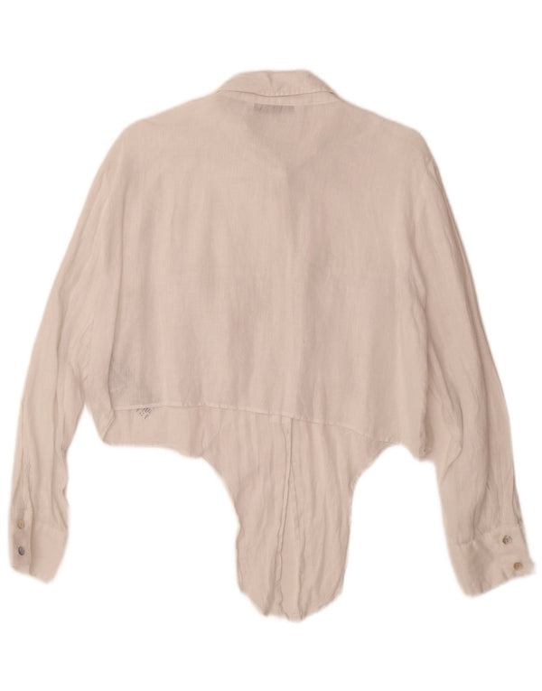 Damska koszula z krótkim przodem Zara, wiązana z przodu, UK 18 XL, biała, lniana