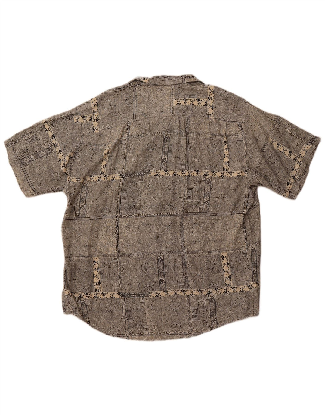 Vintage męska koszula z krótkim rękawem, duża, szara paisley