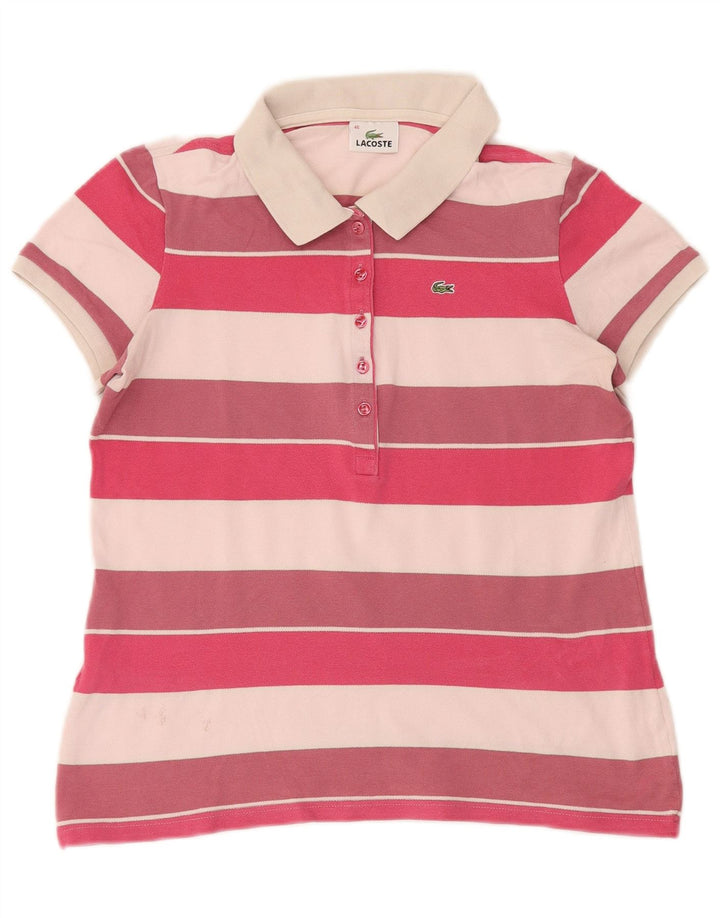 Damska koszulka polo Lacoste, rozmiar 46, XL, wielokolorowa, bawełniana w paski