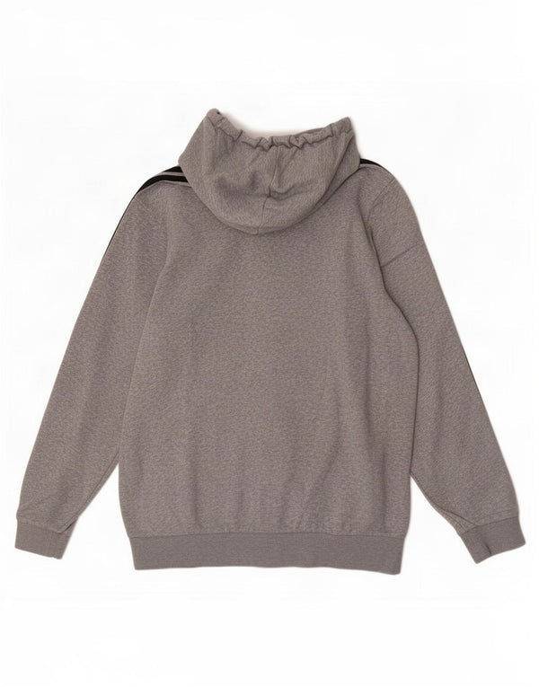 Adidas Męski sweter z kapturem i zamkiem błyskawicznym, duży, szary, nakrapiany, bawełniany