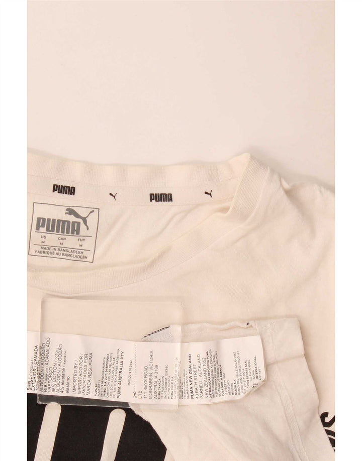 Męska koszulka z grafiką Puma, średnia, biała bawełna
