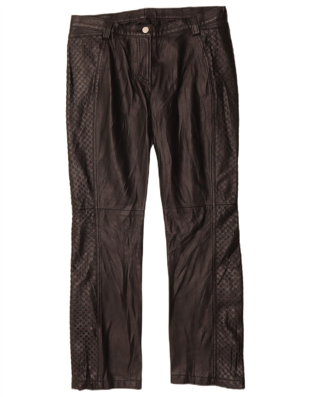 Vintage damskie proste skórzane spodnie IT 42 Medium W28 L29 czarna skóra