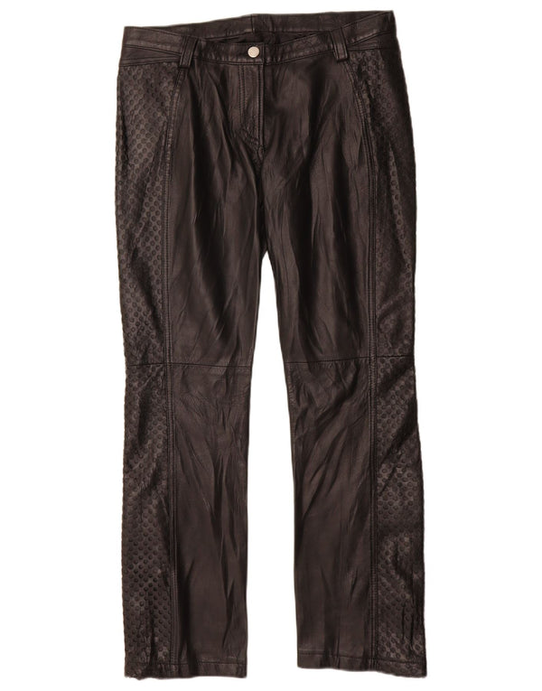 Vintage damskie proste skórzane spodnie IT 42 Medium W28 L29 czarna skóra