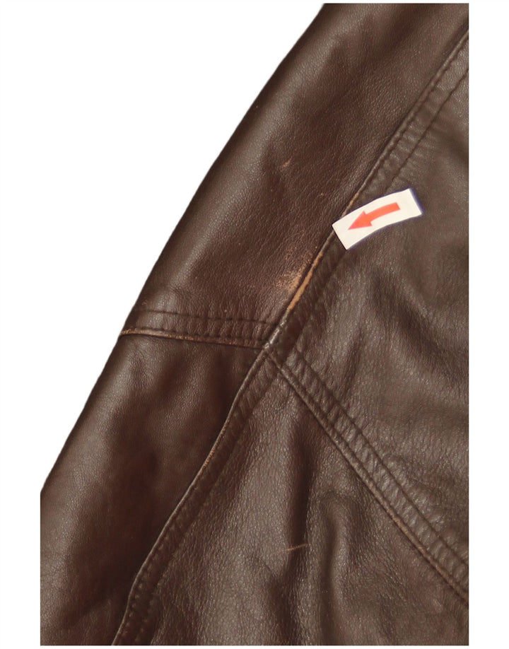 Vintage męska skórzana kurtka wojskowa IT 52 XL brązowa skóra