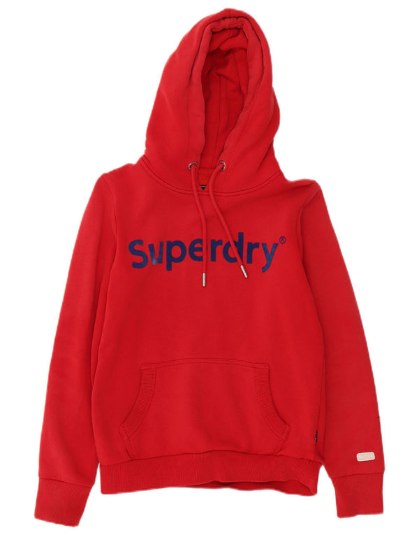 Damski sweter z kapturem Superdry z grafiką, UK 10, mały, czerwony, z blokami kolorów