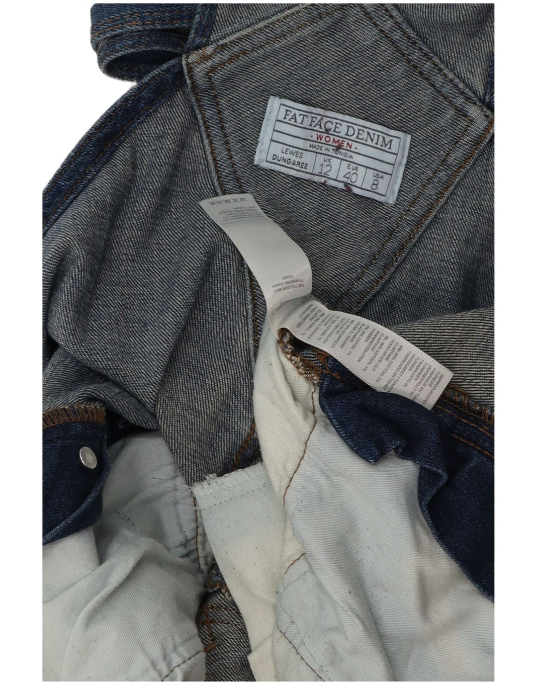 Damskie jeansy ogrodniczki FAT FACE Lewes UK 12 Medium W34 L27 Niebieska bawełna