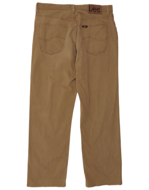 LEE Mens Brooklyn Straight Jeans W34 L36 Brown Cotton