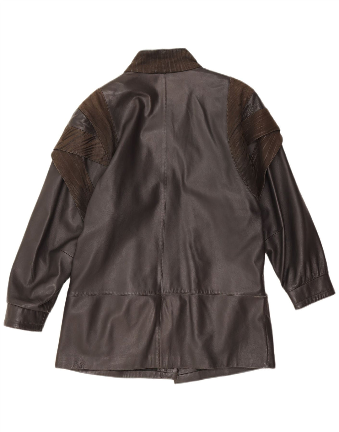 Damska kurtka skórzana w stylu vintage UK 18 XL, czarna, z blokami kolorów