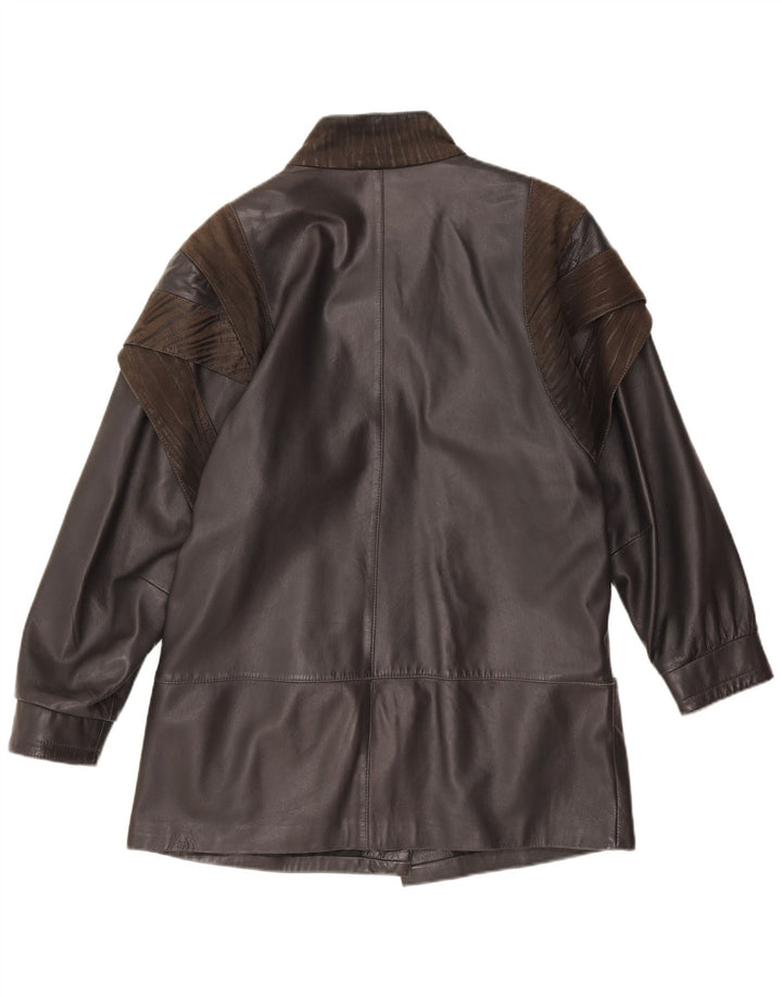 Damska kurtka skórzana w stylu vintage UK 18 XL, czarna, z blokami kolorów