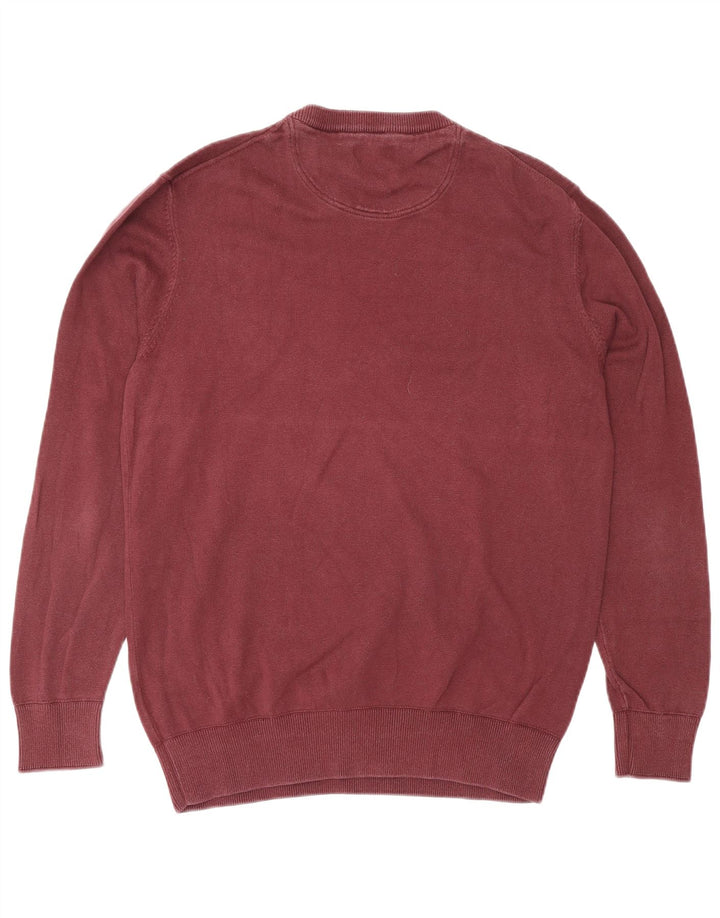 Męski sweter TIMBERLAND z okrągłym dekoltem, średnia bordowa bawełna