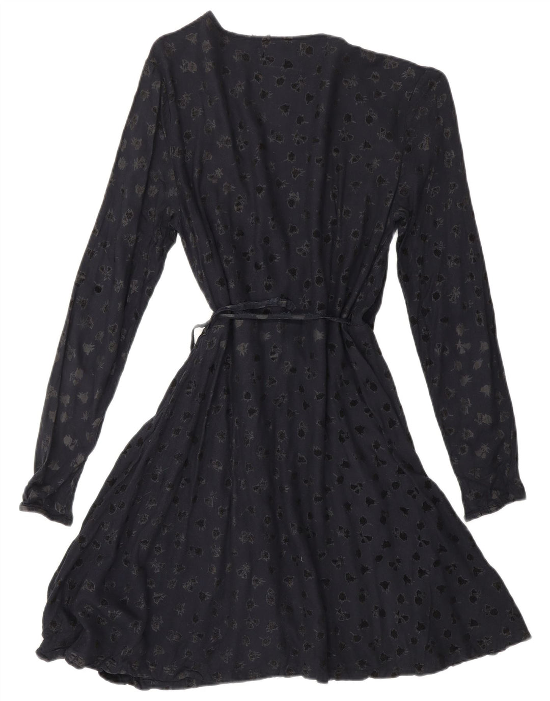 SUPERDRY Damska sukienka kopertowa z długim rękawem w abstrakcyjny wzór UK 6 XS Granatowa