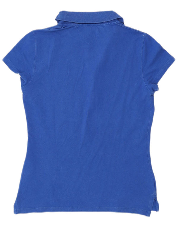 Damska koszulka polo Slim Fit Tommy Hilfiger UK 12, średnia niebieska bawełna