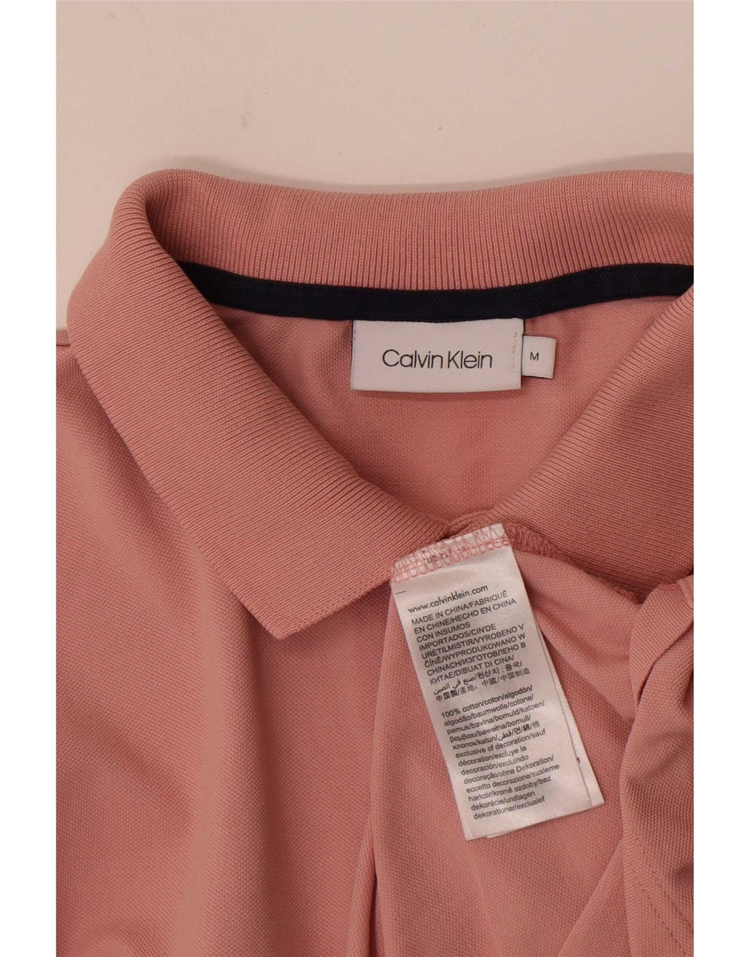 Męska koszulka polo Calvin Klein, średnio różowa, bawełniana