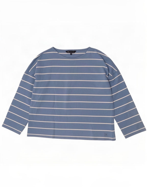 Crew Clothing Top damski z rękawem 3/4, UK 14, duży, niebieski, bawełniany w paski