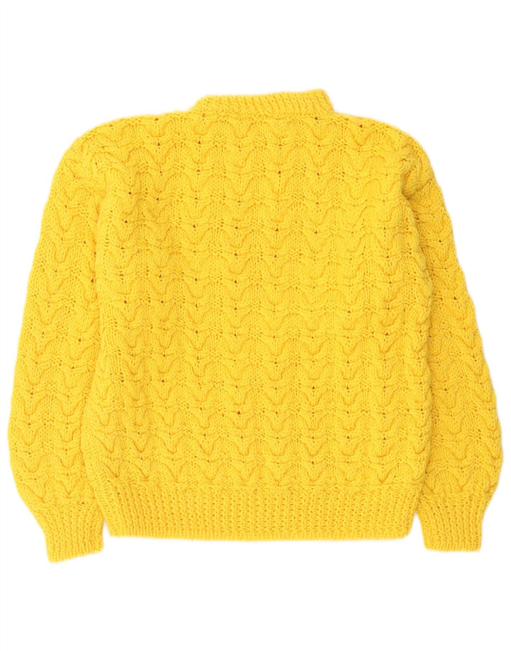 Sweter damski w stylu vintage z golfem UK 12, średni żółty