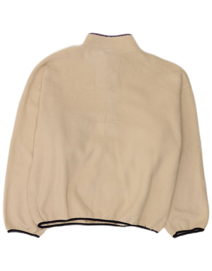 Think Różowy damski, oversize'owy sweter polarowy z zamkiem błyskawicznym UK 14, średni złamanej bieli