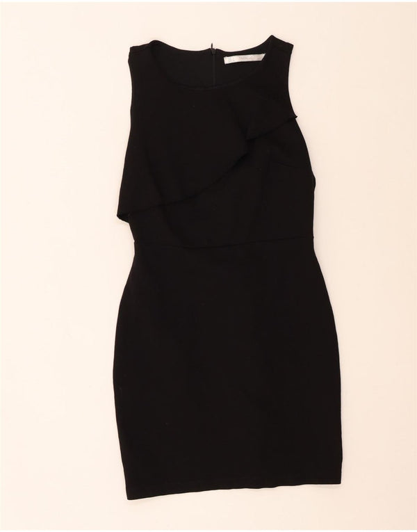 Zara Womens Trafaluc Sleeveless Bodycon Dress UK 14 Large Black Viscose