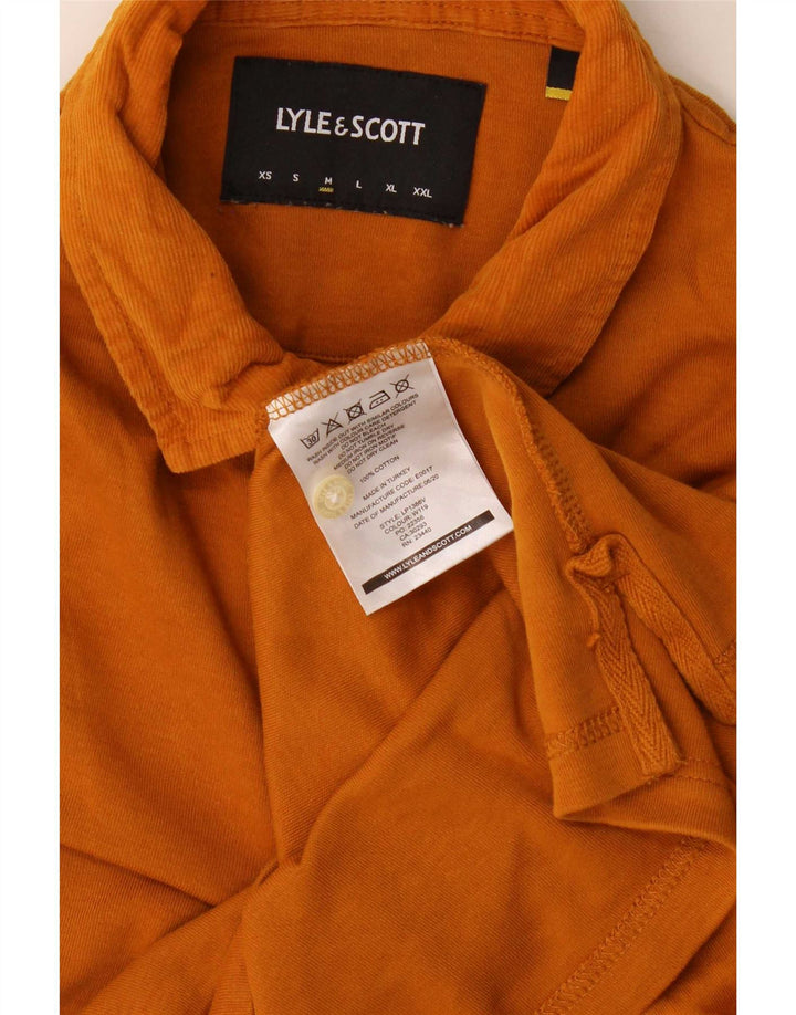 Męska koszulka polo z długim rękawem Lyle & Scott, średnia, pomarańczowa, bawełniana