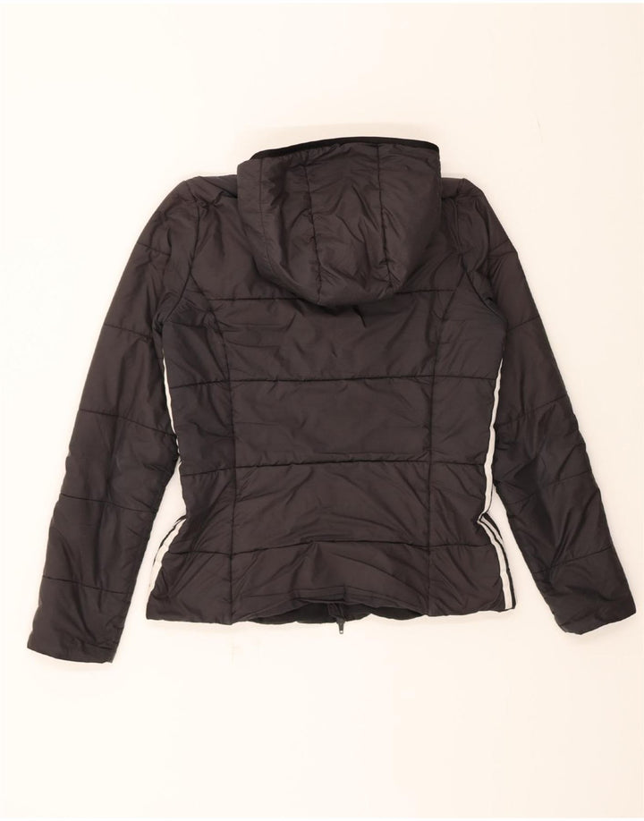 ADIDAS Womens Hooded Padded Jacket UK 12 Medium Grey Polyester Sports Vintage Adidas and Second-Hand Adidas from Messina Hembry 