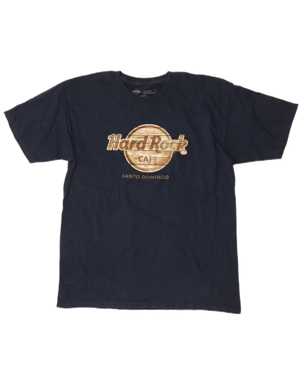 Męski T-shirt z grafiką Hard Rock Cafe Santo Domingo, duży, granatowy