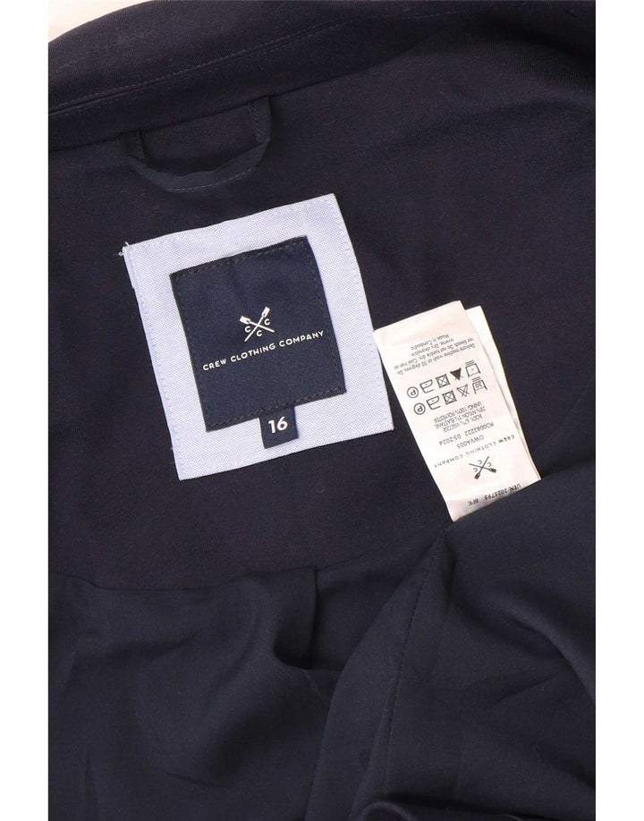 Crew Clothing Damska marynarka zapinana na 2 guziki UK 16, duża, granatowa wiskoza