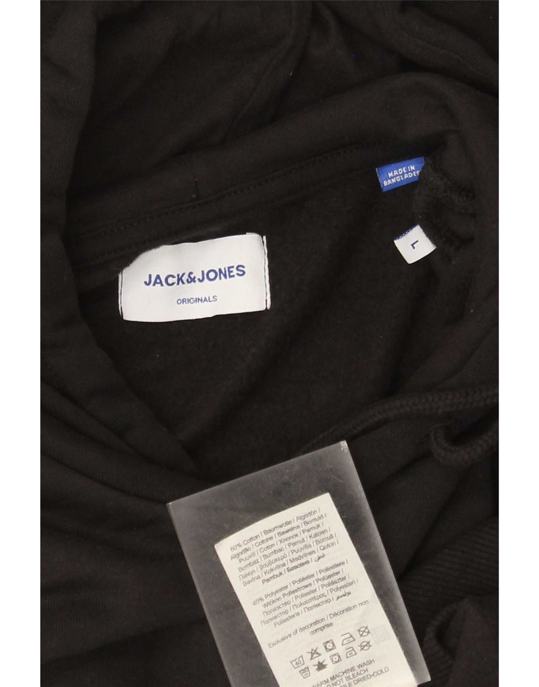 Męski sweter z kapturem Jack & Jones, duży, czarny, bawełniany