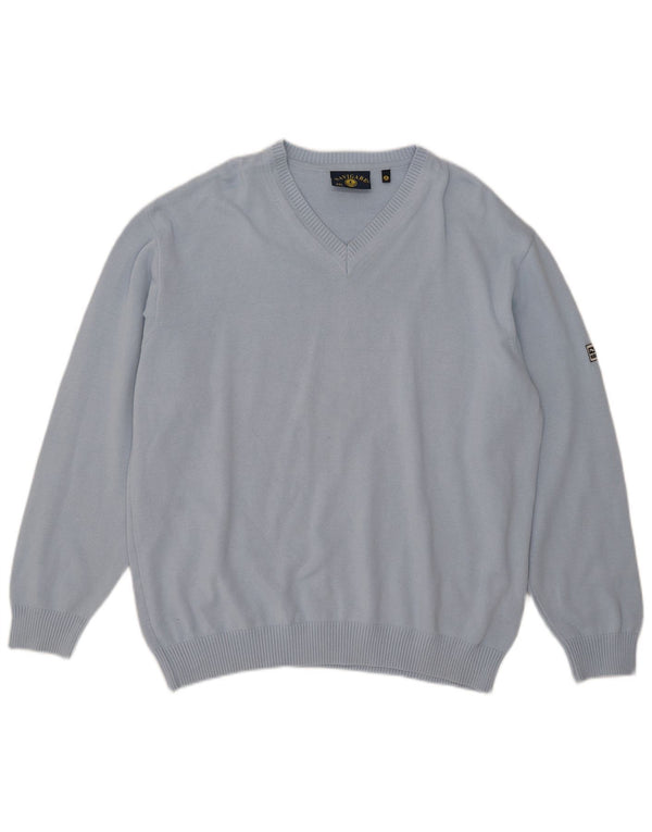 Męski sweter Navigare z dekoltem w kształcie litery V, 2XL, niebieska bawełna