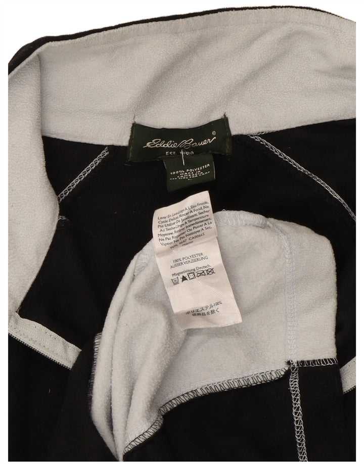 Męski sweter polarowy Eddie Bauer z zamkiem błyskawicznym, duży, czarny poliester z blokami kolorów