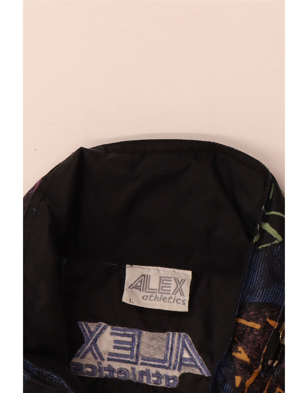 Męska kurtka Anorak ALEX ATHLETICS UK 40, duża, niebieska, geometryczna poliamid