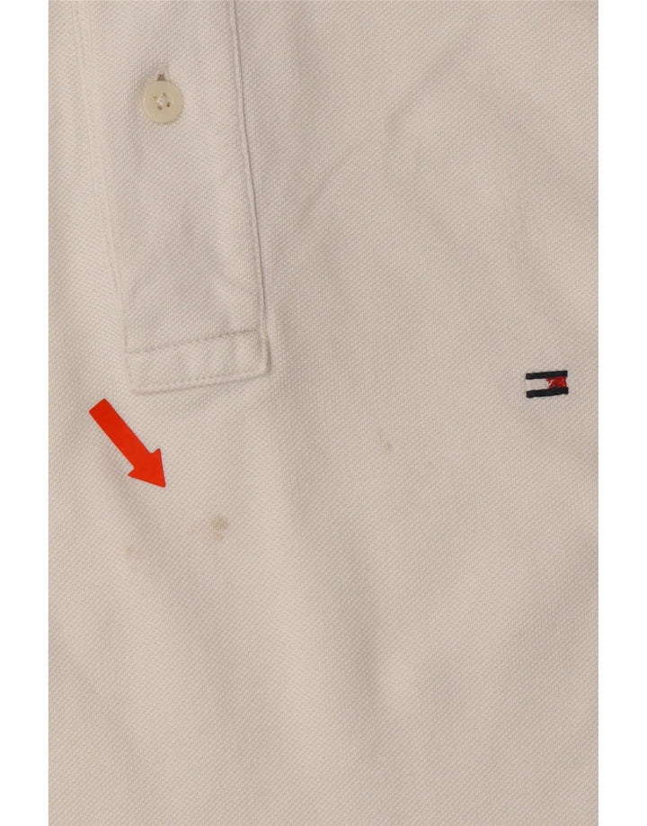 TOMMY HILFIGER Mens Polo Shirt Large White Cotton Vintage Tommy Hilfiger and Second-Hand Tommy Hilfiger from Messina Hembry 