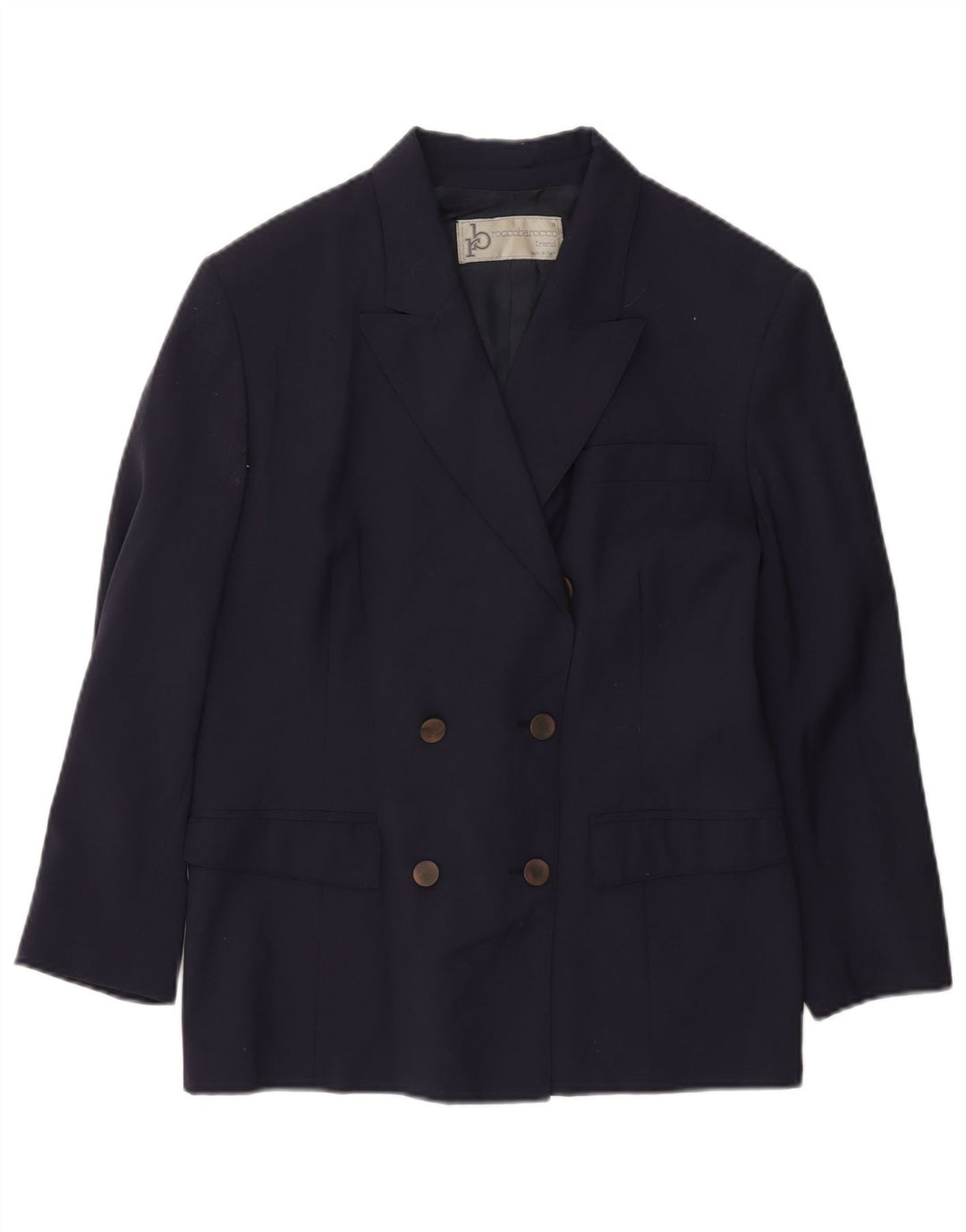 ROCCOBAROCCO Womens Graphic Blazer Jacket IT 42 Medium Navy Blue