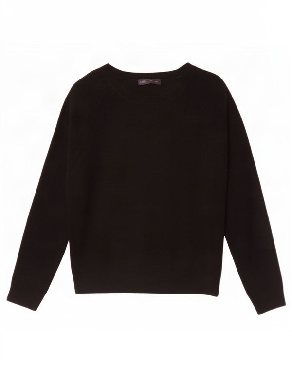 Marks & Spencer Damski sweter z dekoltem w łódkę UK 16, duży, czarny akryl