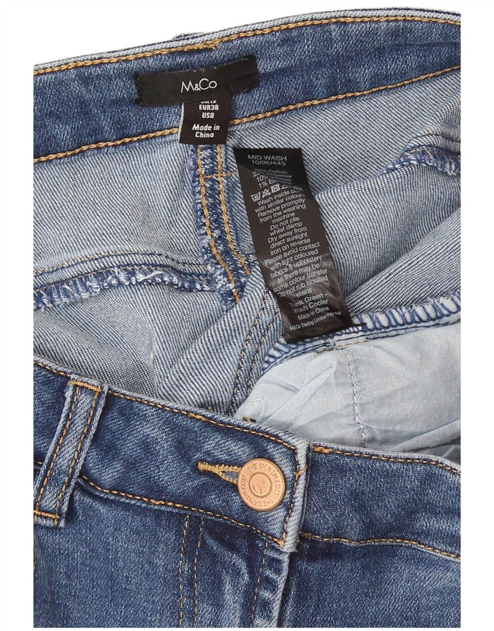 Damskie jeansy przycięte M&Co UK 12 Medium W30 L25 Niebieskie bawełniane
