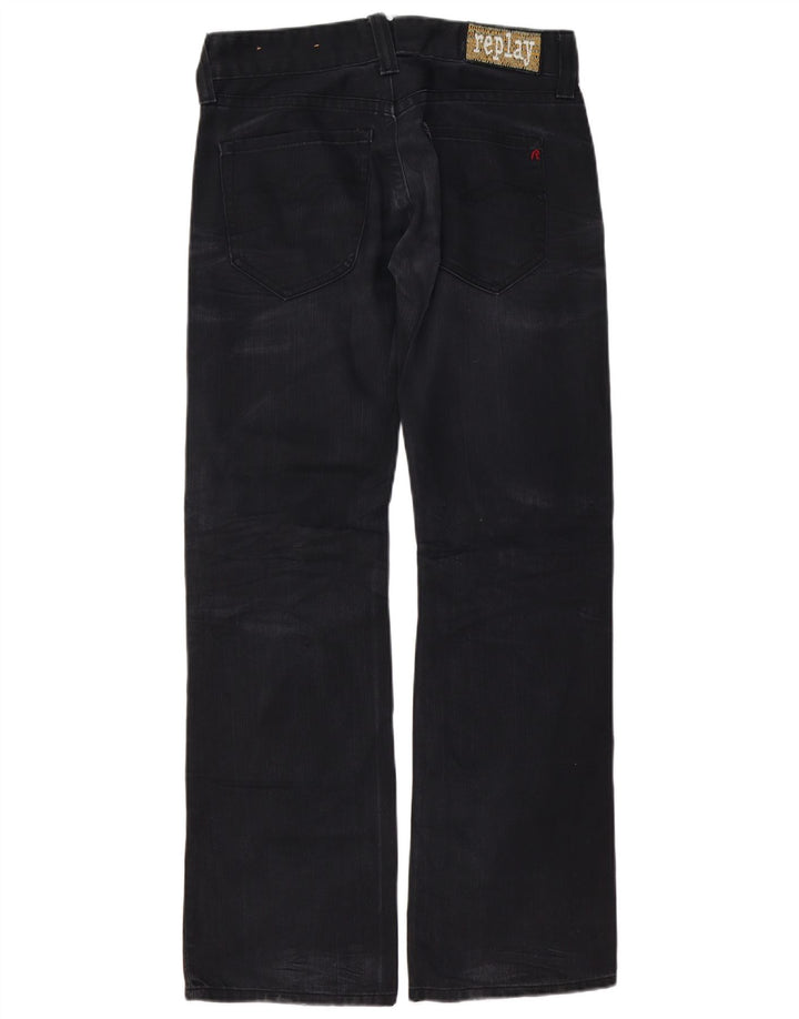 Damskie jeansy Bootcut Replay W30 L32 Czarne bawełniane