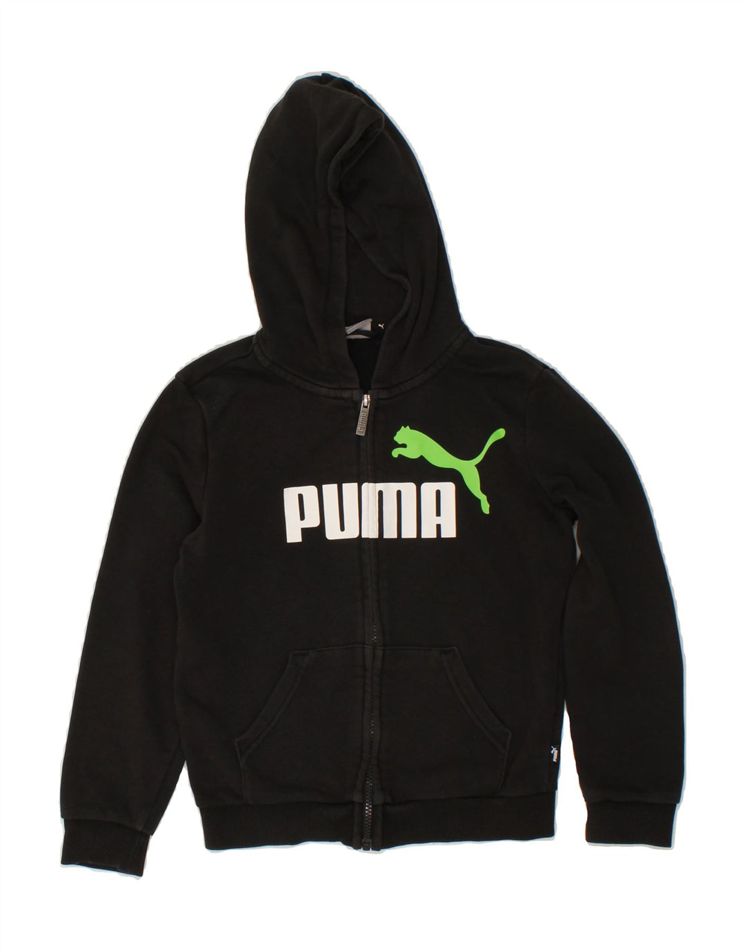 PUMA Boys Graphic Zip Hoodie Sweater 9-10 Years Small Black Vintage Puma and Second-Hand Puma from Messina Hembry 