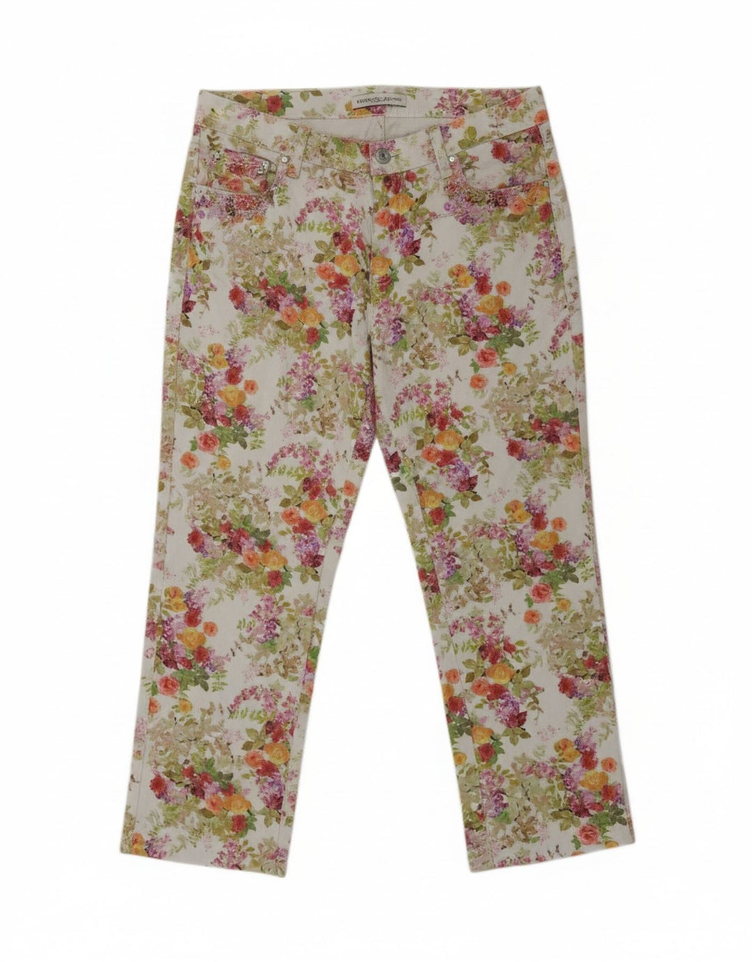 EMMANUEL SCHVILI Womens Cropped Jeans W32 L24 Multicoloured Floral