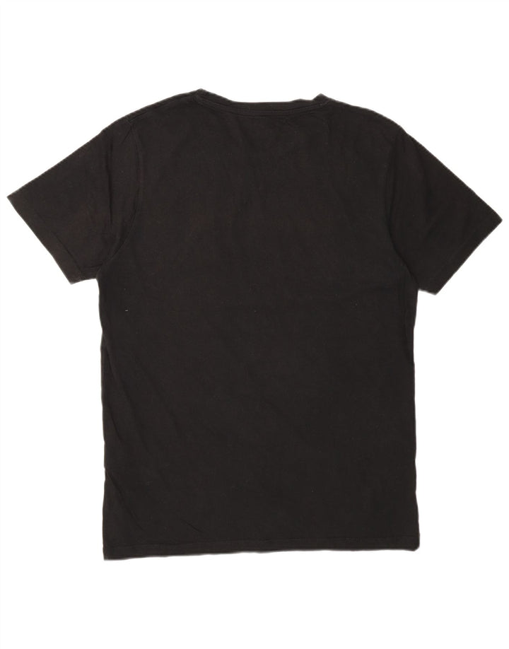 JACK & JONES Mens Graphic T-Shirt Top Medium Black Cotton