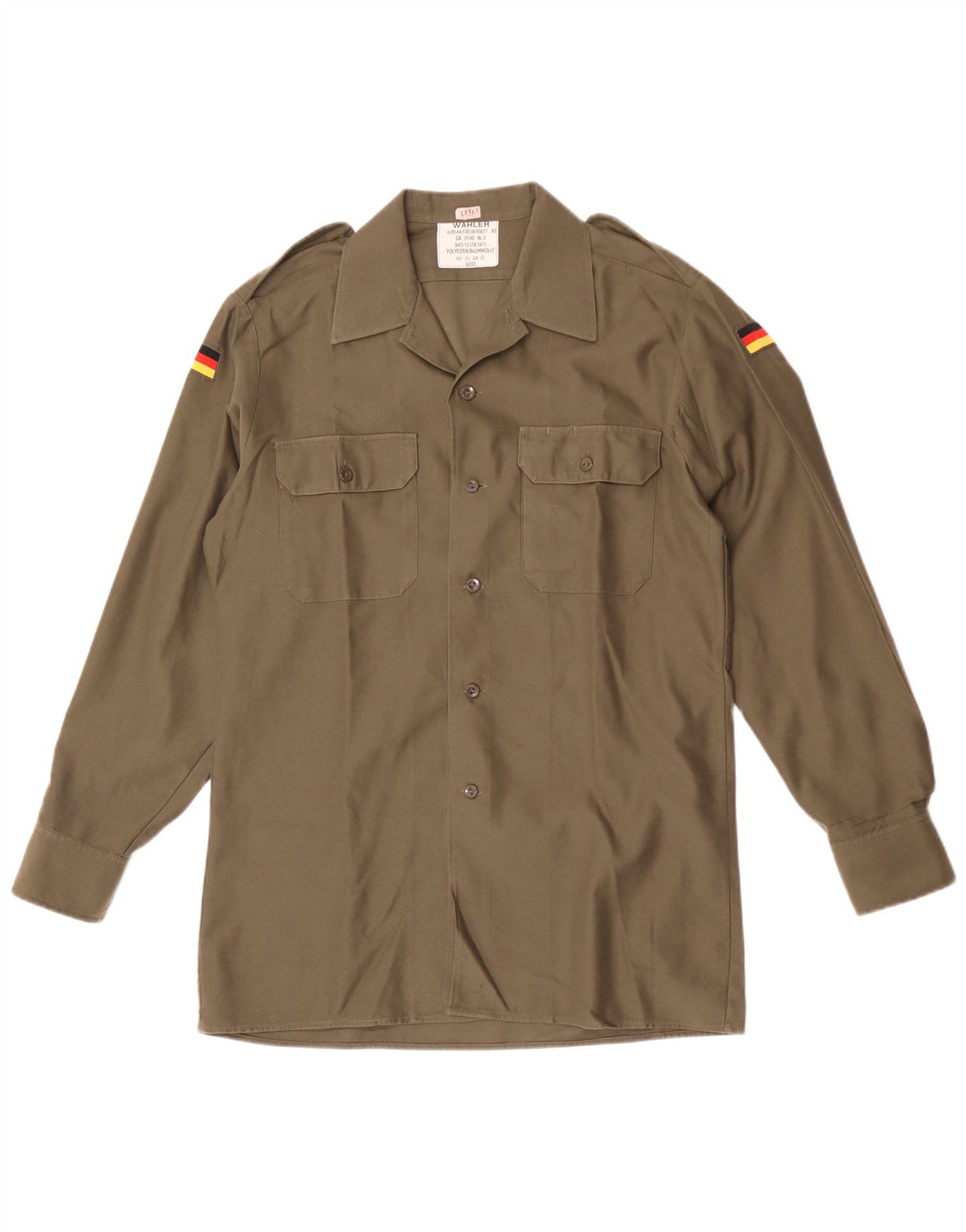 Męska koszula wojskowa w stylu vintage, rozmiar 39/40, średni khaki, poliester