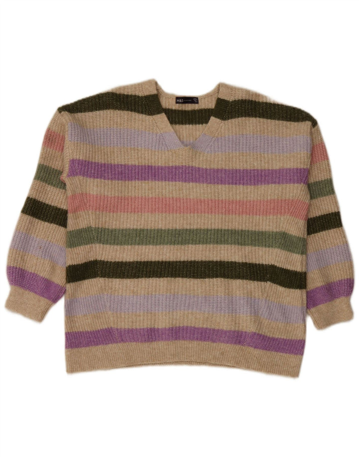 Marks & Spencer Damski sweter z dekoltem w kształcie litery V, UK 16, duży, wielokolorowy