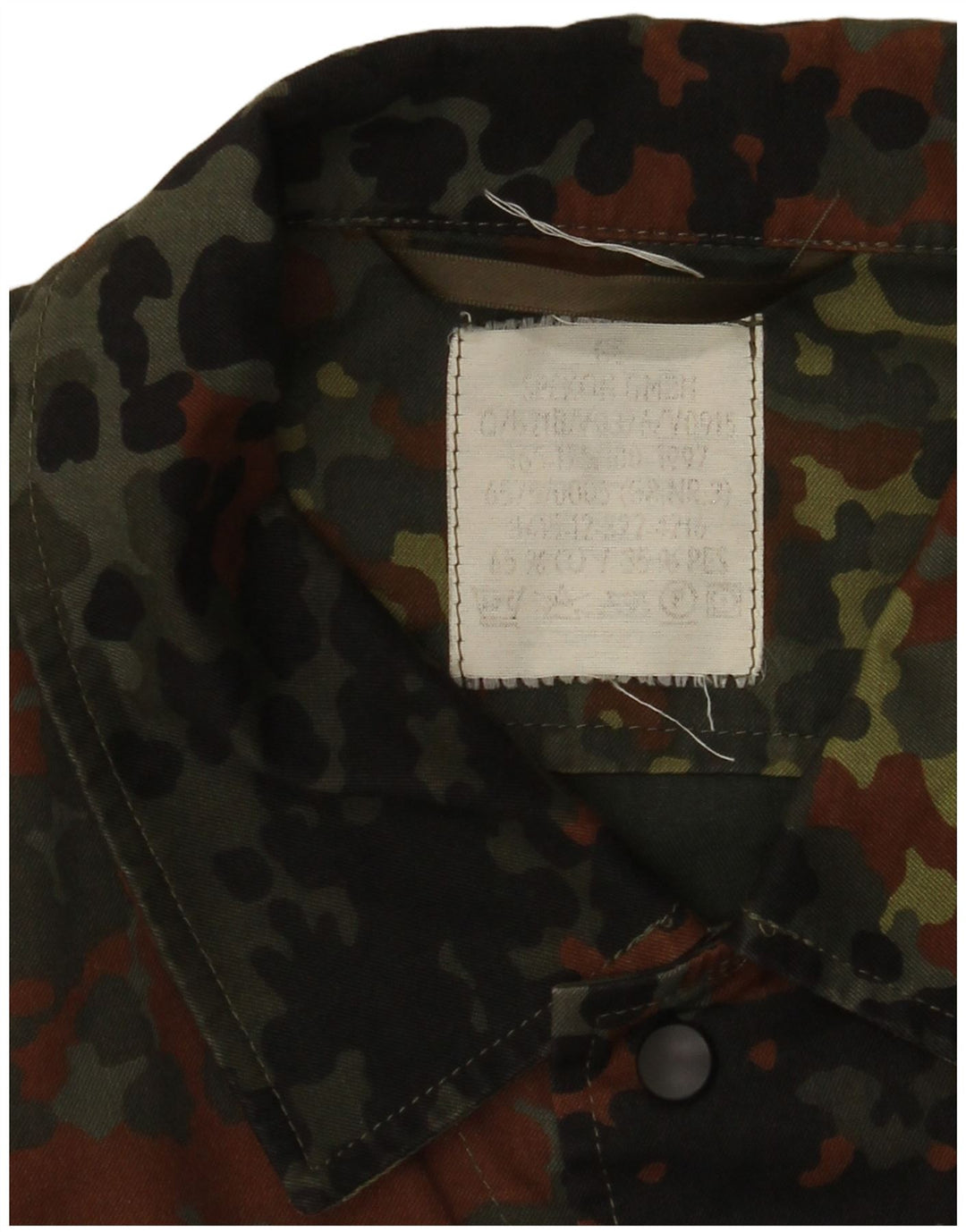 Męska koszula wojskowa w stylu vintage UK 38, średnia bawełna w kamuflażu khaki