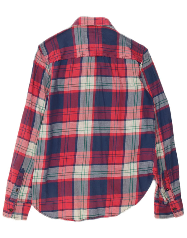 Damska koszula flanelowa oversize Abercrombie & Fitch UK 6 XS, bawełniana w czerwoną kratę