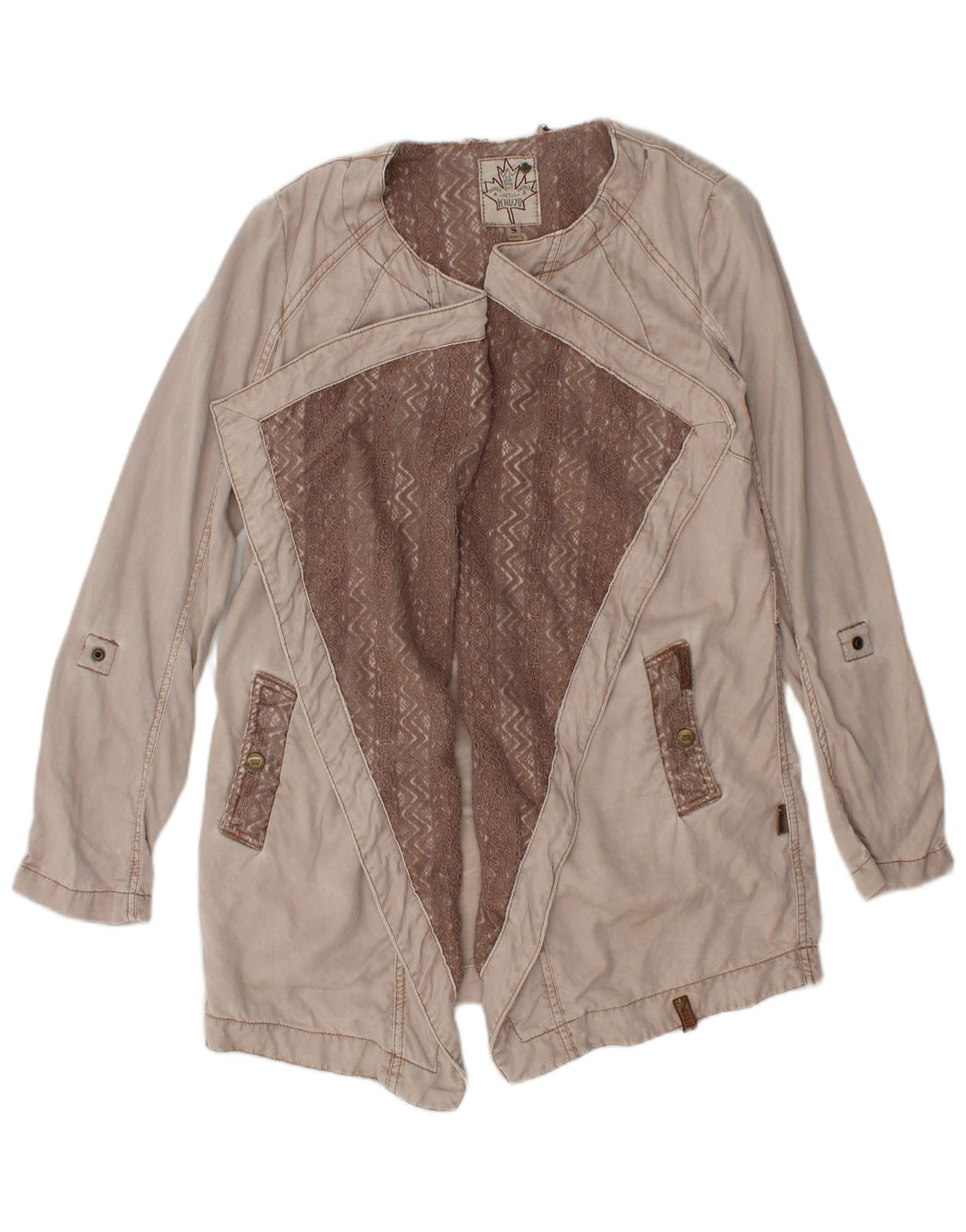 Damska marynarka KHUJO Open Blazer UK 10 Small Beige Colorblock Lyocell
