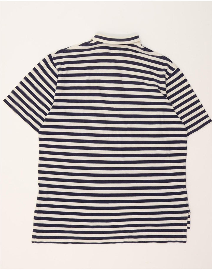 RALPH LAUREN Mens Polo Shirt XL Navy Blue Striped Cotton Vintage Ralph Lauren and Second-Hand Ralph Lauren from Messina Hembry 