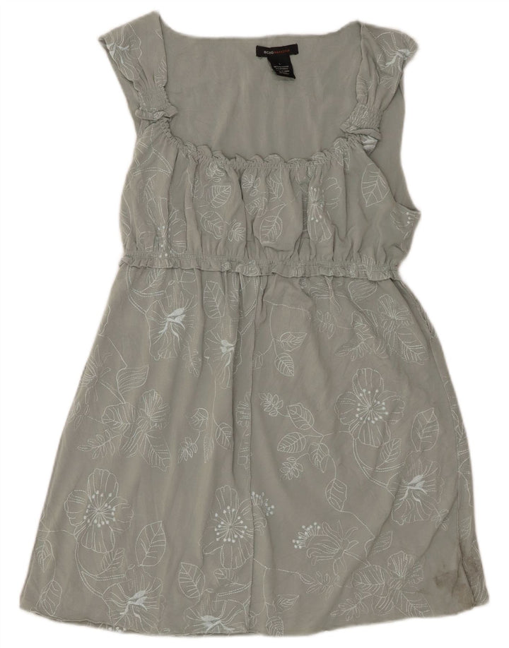 Damski top tunikowy BCBGMAXAZRIA UK 14, duży, zielony, w kwiaty, poliester