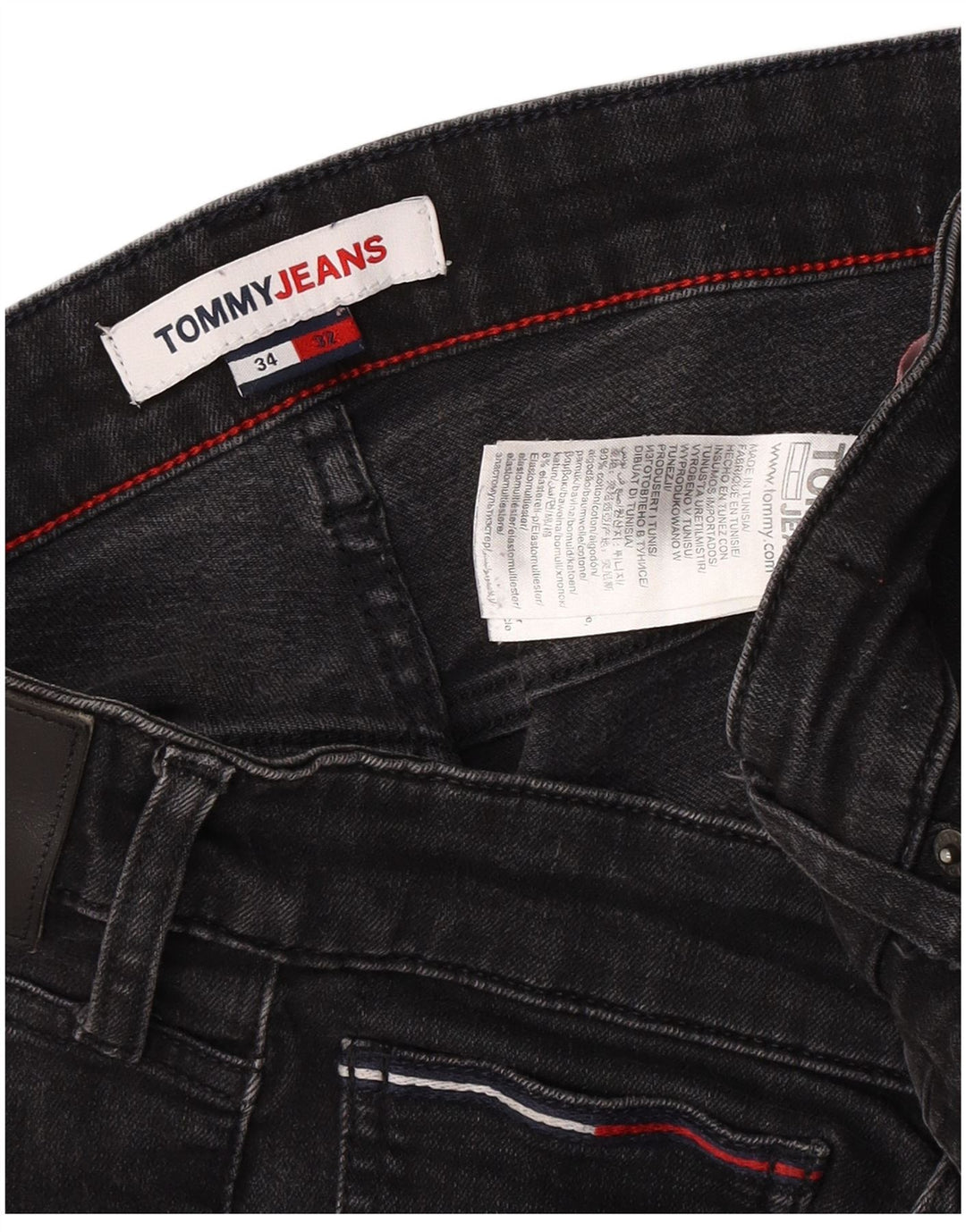 Męskie jeansy slim fit Tommy Hilfiger W34 L29 Czarna bawełna